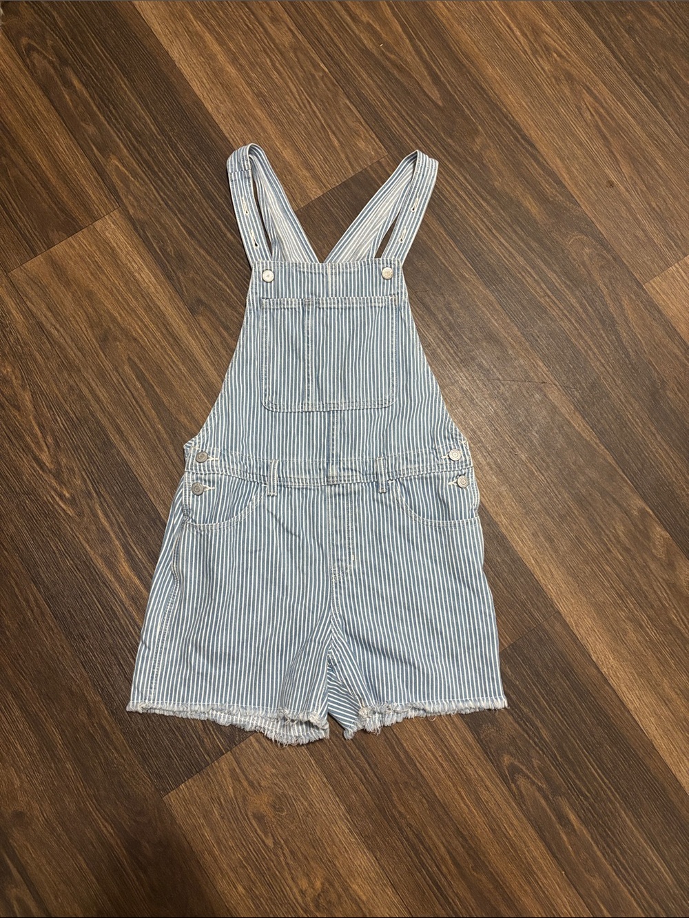 Kids Blue Stripe Short Overalls - Old Navy
